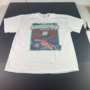 Y2K Indianapolis 500 Racing Shirt Fits Large White Roll Call Graphic Tee Tag XL